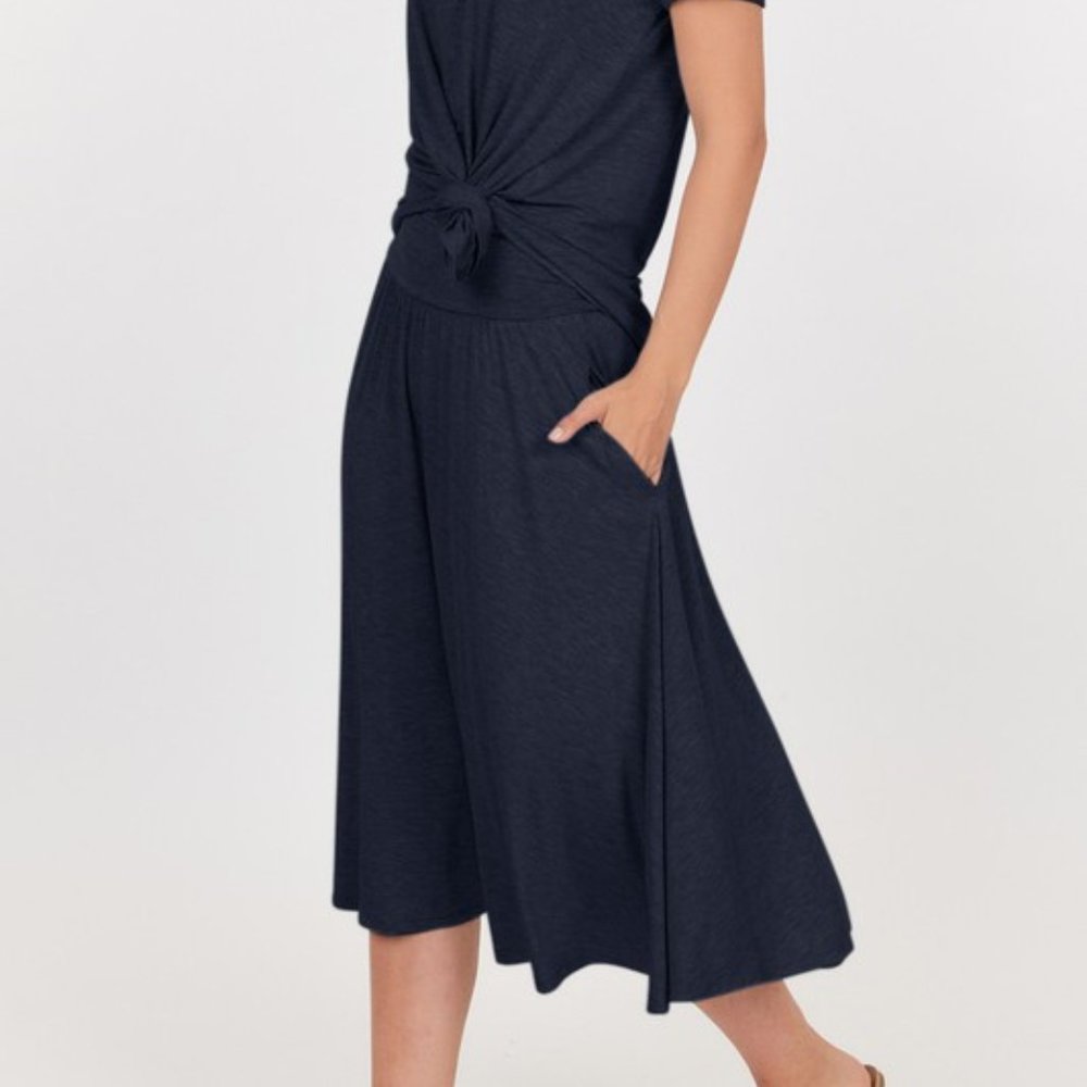 Midi Skirt With Pockets - Navy